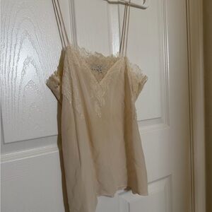 CAMI NYC silk camisole lace trim in Ecru